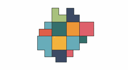 Fototapeta premium Colorful abstract composition of interlocking rectangles in various shapes