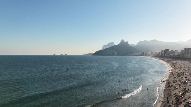 Aerial view of Arpoador beach in Rio de Janeiro, Brazil