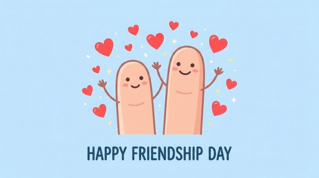 Celebrating friendship day cute cartoon fingers with hearts ideal for social media greeting cards