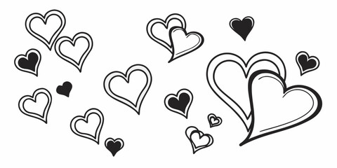 Decorative hearts pattern with large intertwined heart pair icon romantic valentines silhouette background abstract celebration minimalist decorative illustration elements greeting © Jahid