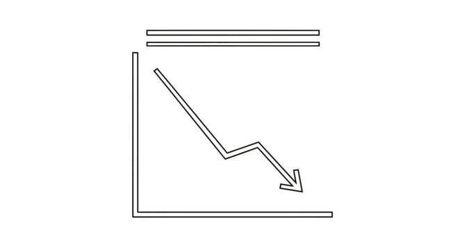 Business Downward Trend Graph Icon with Arrow