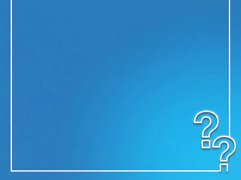 Blue background with white question marks and border image