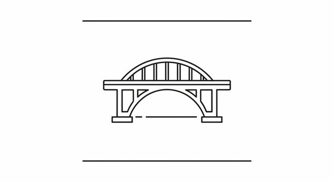 Arch bridge icon, simple outline drawing, vector illustration, isolated on white background