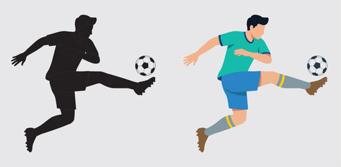 Dynamic Soccer Players Kicking Footballs in Action Sports Illustration © Md