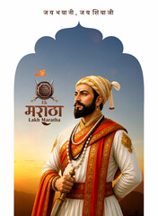 AI Generated illustration of emperor Shivaji, Chhatrapati Shivaji Maharaj the great warrior of Maratha from Maharashtra India