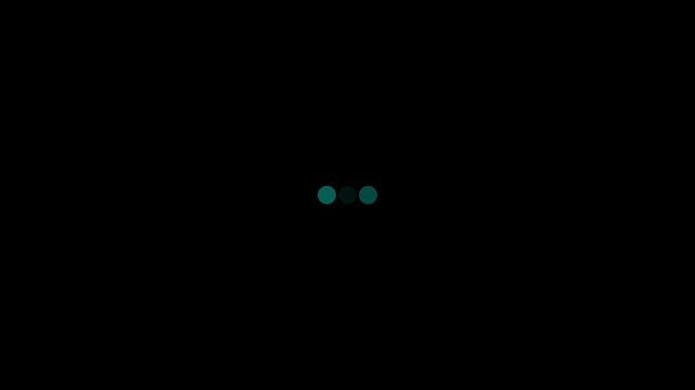 Circle bigger and fade for loading animation, Three dots looping motion graphic animation on black background.
