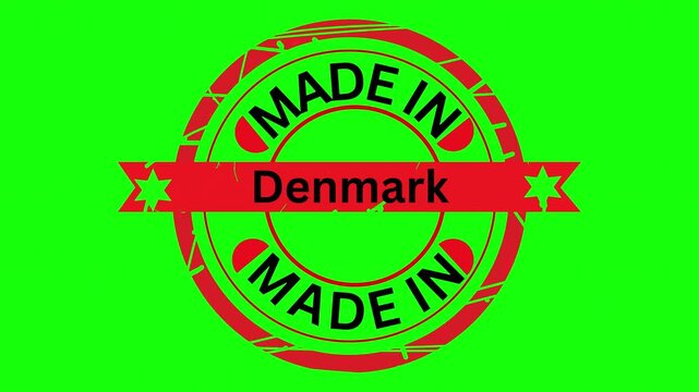Denmark made in seal rotating with green and black background seamless motion