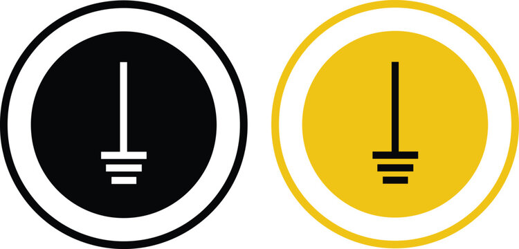 Grounding and Earthing Electrical Safety Icons Featuring Protective Earth Connection Symbols for Electrical Engineering, Wiring, Power Systems, and Technical Documentation