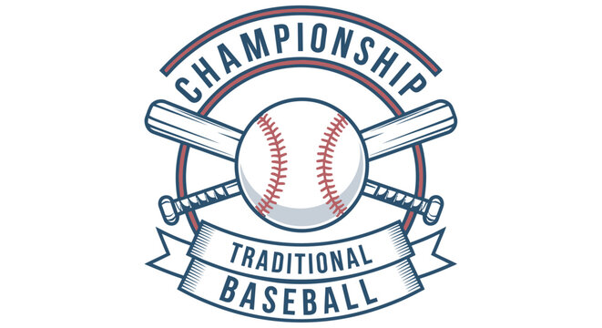 Baseball emblem with crossed bats and stitching vintage vector illustration