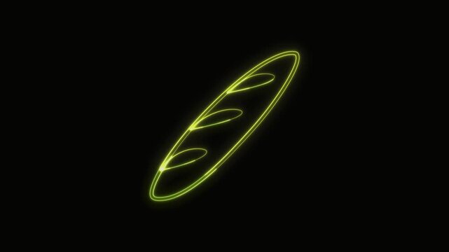  Baguette Icon Neon Seamless Loop 4K with Black Background Animated Promotional Typography for Video Editing