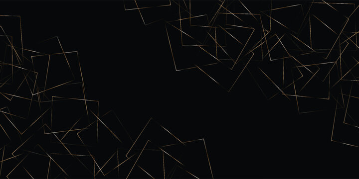 Abstract futuristic black background with blue neon glowing geometric intersecting lines. Premium dark banner with metallic wireframes. Vector illustration.