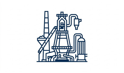 Obraz premium Industrial Blast Furnace Silhouette Vector Icon