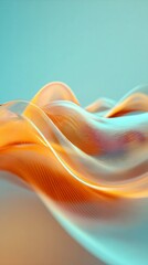 Orange and Teal Flowing Wave Lines Abstract Background