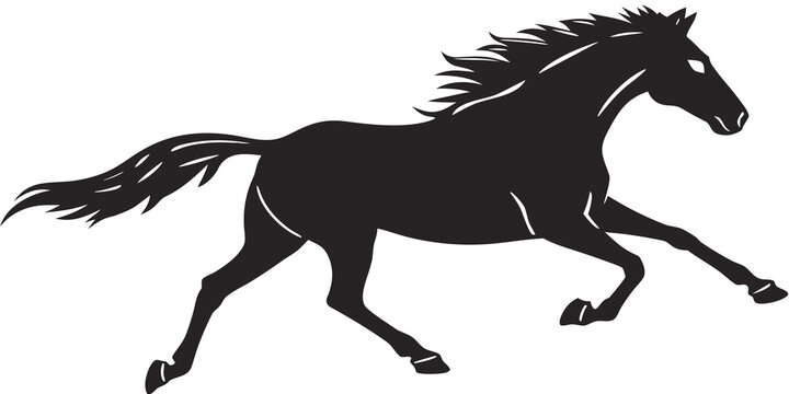 Silhouette of a galloping horse in full stride vector illustration with galloping silhouette stallion isolated strength majestic equestrian illustration thoroughbred beautiful graceful