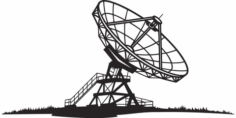 Satellite dish communication antenna graphic with satellite communication technology telescope broadcast astronomy telecommunication transmission connection spacecraft observatory research © Aaaa