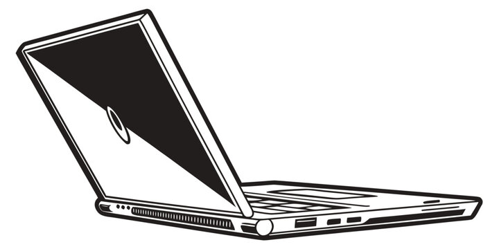 Side view illustration of a closed laptop computer in minimalist style with computer notebook technology hardware minimalist monochrome isolated electronics computing portable business