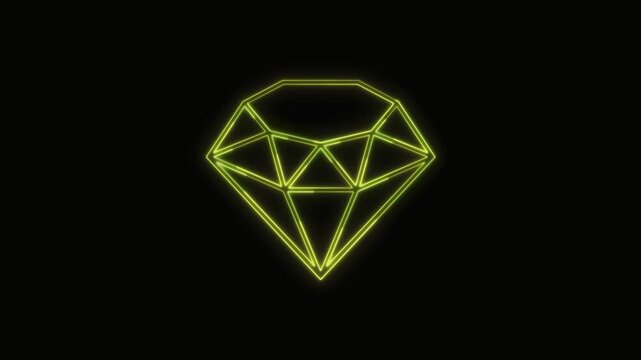  Diamond Icon Neon Seamless Loop 4K with Black Background Animated Promotional Typography for Video Editing