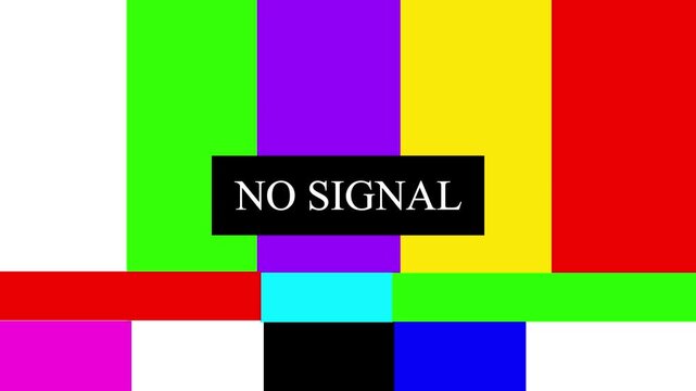 Vintage TV test pattern with no signal for retro and technical visuals.Classic television test pattern displaying no signal message ideal for retro tv concepts and technical issues