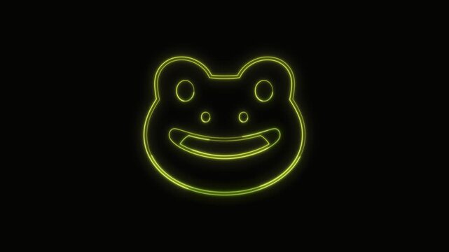  Frog Icon Neon Seamless Loop 4K with Black Background Animated Promotional Typography for Video Editing