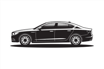 Fototapeta premium Luxury sedan side view silhouette vector illustration