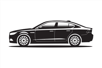 Fototapeta premium Luxury sedan side view silhouette vector illustration