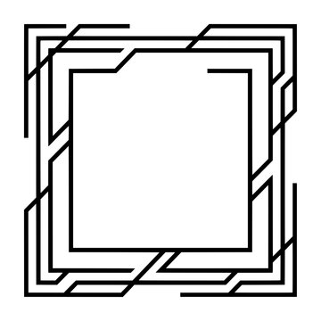 Modern tech circuit pattern square frame layered notches vector