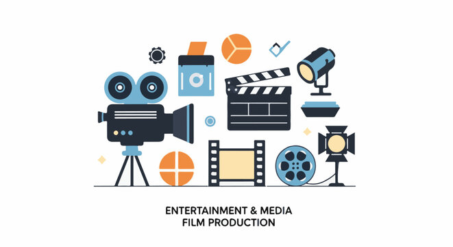 Entertainment and media film production icons