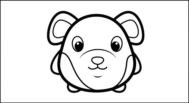 Cute hamster face line art for coloring