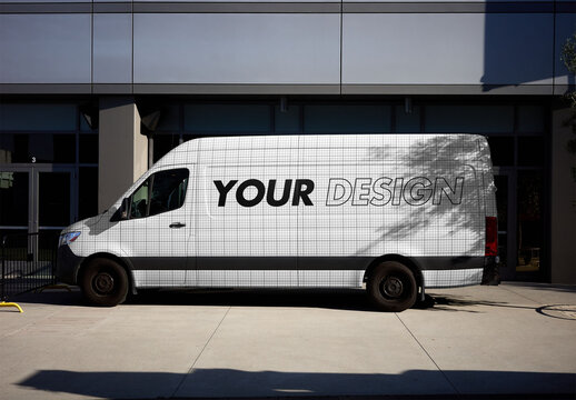 Mockup Of Customizable Advertisement On Van