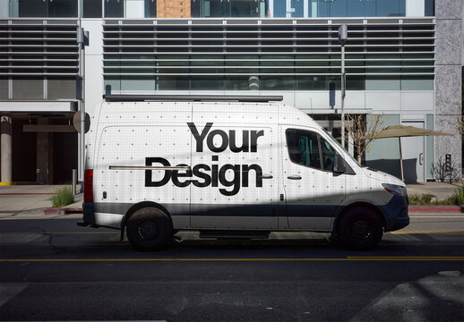 Mockup Of Customized Advertisement On Van