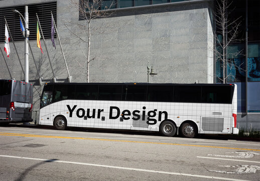 Mockup Of Customized Advertisement On Bus