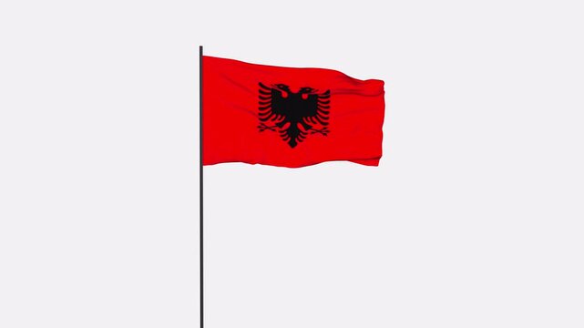 Albania Flag Animation 4K Transparent Background with Alpha Channel