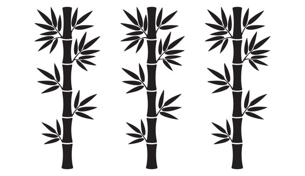 Vertical black bamboo stems pattern graphic illustration vector silhouette elements on clean white background