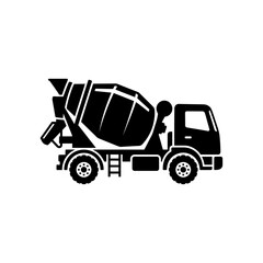 Fototapeta premium Black Concrete Mixer Truck Icon for Construction Industry and Building Infrastructure Development Projects Isolated on White