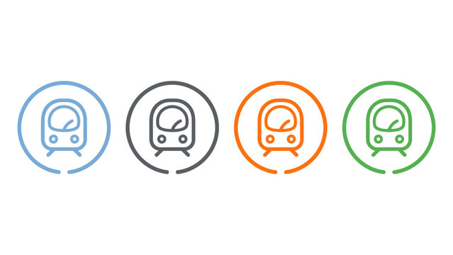 Colorful train icons in circle
