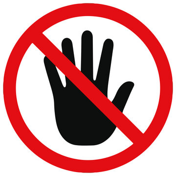 Red circle with black hand gesture prohibition symbol