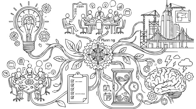 Mind map - Comprehensive business strategy and brainstorming for effective planning, innovation, and project management in a collaborative