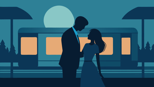 :K Drama Train Station Goodbye Vector Illustration