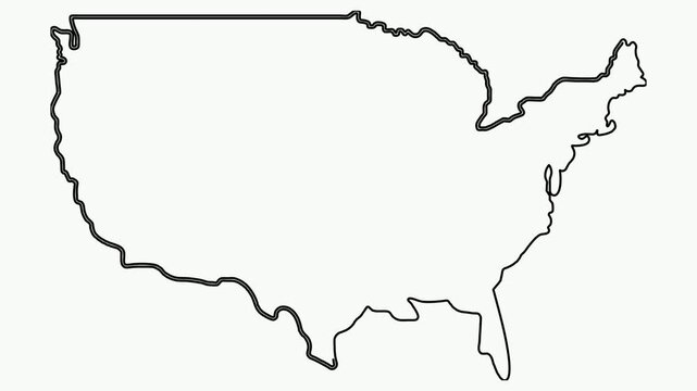 3D United States of America Map Outline Illustration with National Borders Detailed Geographic Silhouette Vector Design
