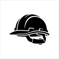Fototapeta premium Industrial hard hat and safety helmet icon for construction and site protection, featuring a minimalist glyph design for labor safety gear.
