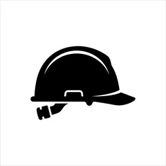 Fototapeta premium Black Hard Hat Safety Helmet Icon Representing Construction and Industrial Protection Equipment on White Background