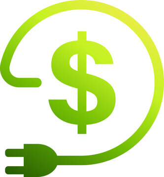 Cost dollar power efficiency icon save energy with electric plug ecology concept for graphic design, logo, web site, social media, mobile app, ui illustration