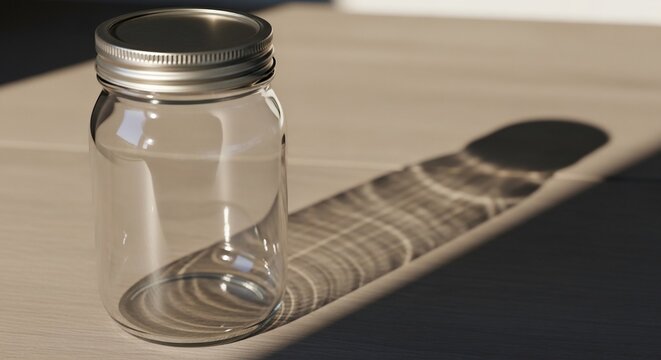 Glass jar sunlight shadow