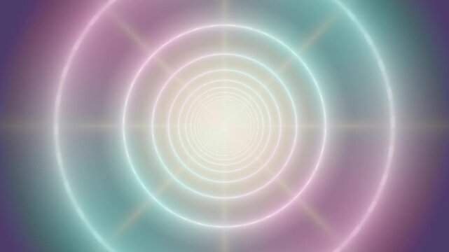 Lights move in circular patterns with soft color transitions