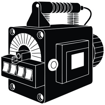 Industrial power switch gear box silhouette for electric control systems set.