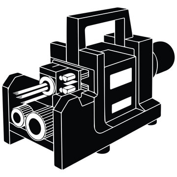 Optical fiber splicer silhouette vector illustration laboratory tool.