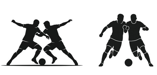 silhouette of two football player playing football in different action © ALI