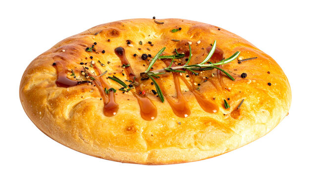 tasty food, buttery crust with herb flecks with tiny streaks of pan jus sauce, isolated on transparent background, PNG.