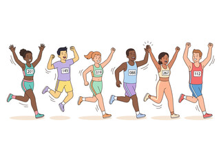 Fototapeta premium Diverse runners in motion 1.