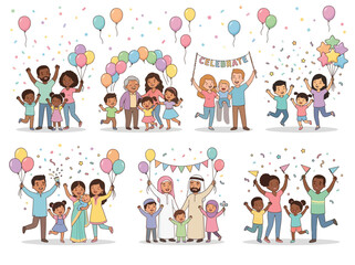 Fototapeta premium Diverse People Celebrating Birthday.